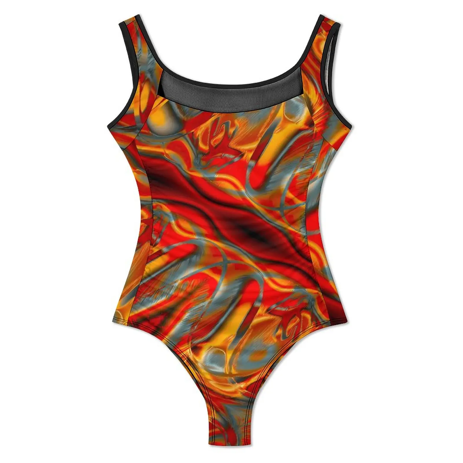 Curve Print Swimsuit Sexy Curved Staines Women Swimwear One Piece Fantasy Swimsuits Holiday Pool Push Up Sleeveless Beach Wear