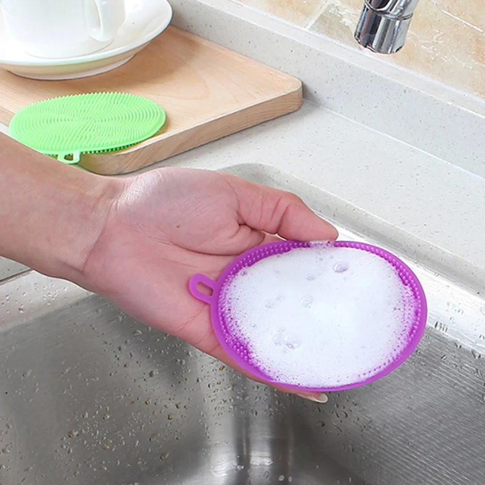 Silicone Cleaning Brushes Soft Silicone Scouring Pad Washing Sponge Dish Bowl Pot Cleaner Washing Tool Kitchen Accessories