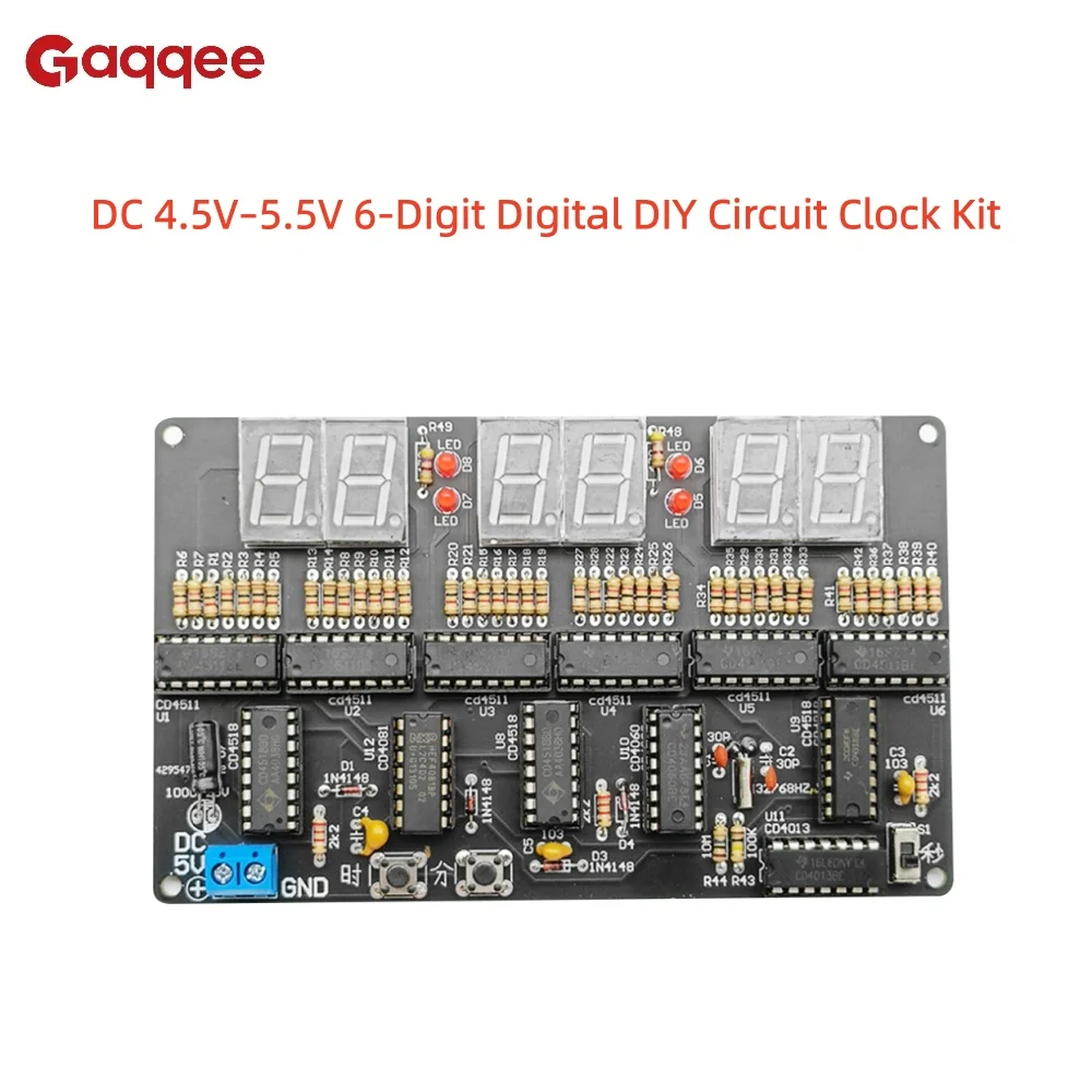 تيار مستمر 4.5 فولت-5.5 فولت 6 أرقام الرقمية لتقوم بها بنفسك مجموعة ساعة الدائرة لتقوم بها بنفسك ساعة تنبيه ساعة إلكترونية التدريس والتدريب مجموعة ممارسة اللحام #1