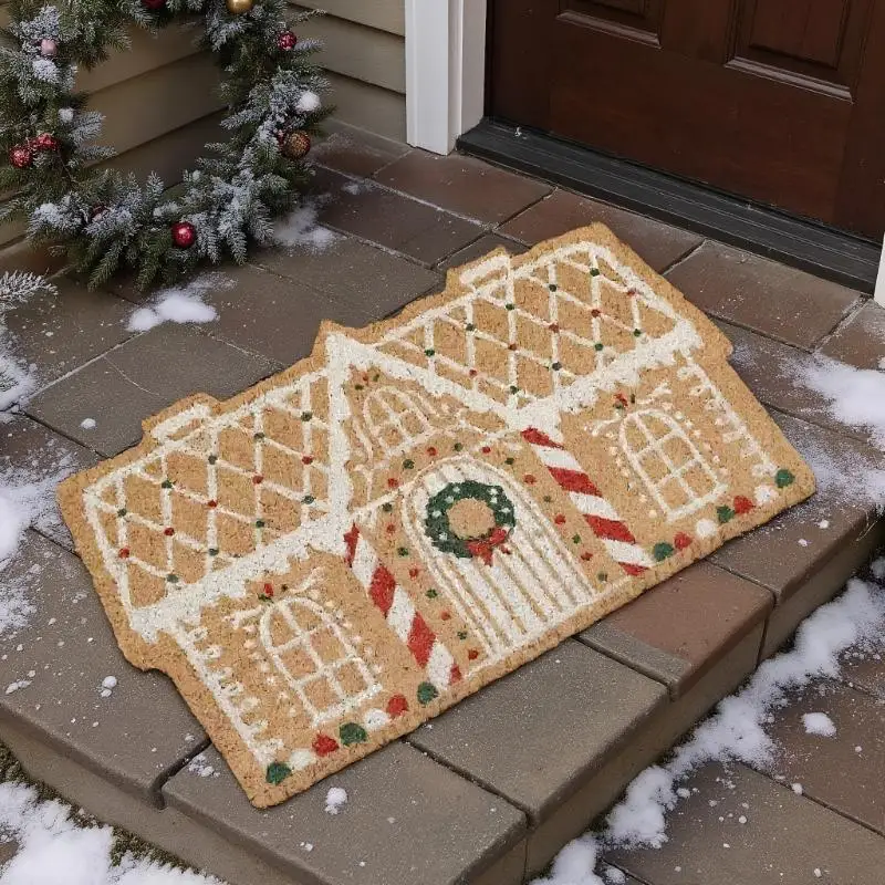 クリスマス玄関マット模造カシミヤ玄関フロアマット滑り止めラグホリデーデコレーション冬マット家庭用キッチンバスルーム用