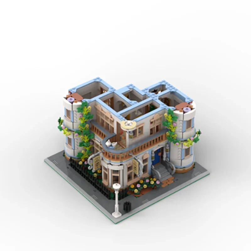 

Строительные блоки Moc, модульная модель кирпича и завтрака, технологические кирпичи, сделай сам, сборка, подарок, праздник, город, вид на улицу, модель игрушки