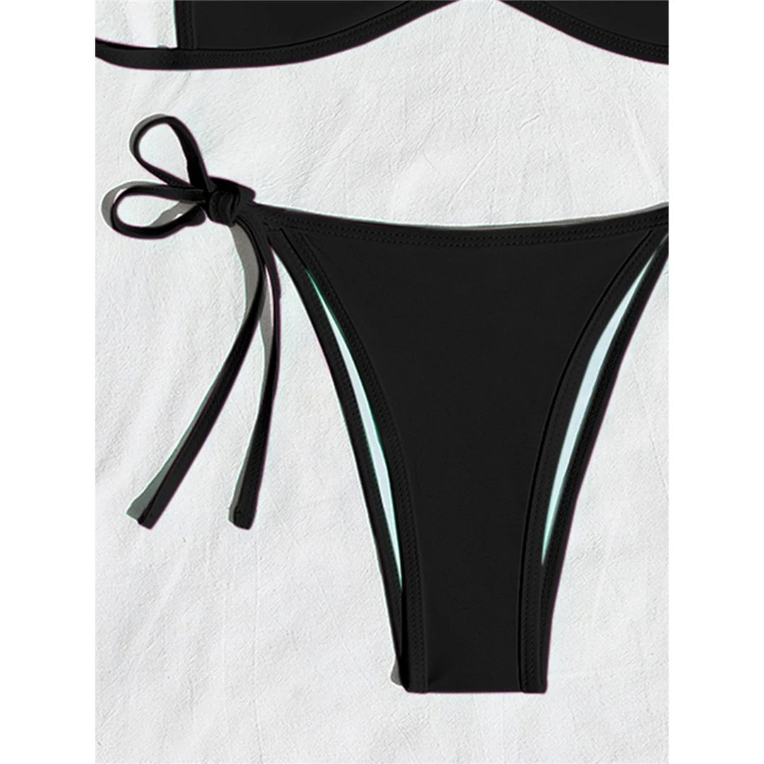 XS - L Neckholder-Bikini mit hohem Beinausschnitt, Damen-Badeanzug, zweiteiliger Bikini-Set, Badeanzug mit Trägern, Badebekleidung, Badeanzug V8276 – Detail 6