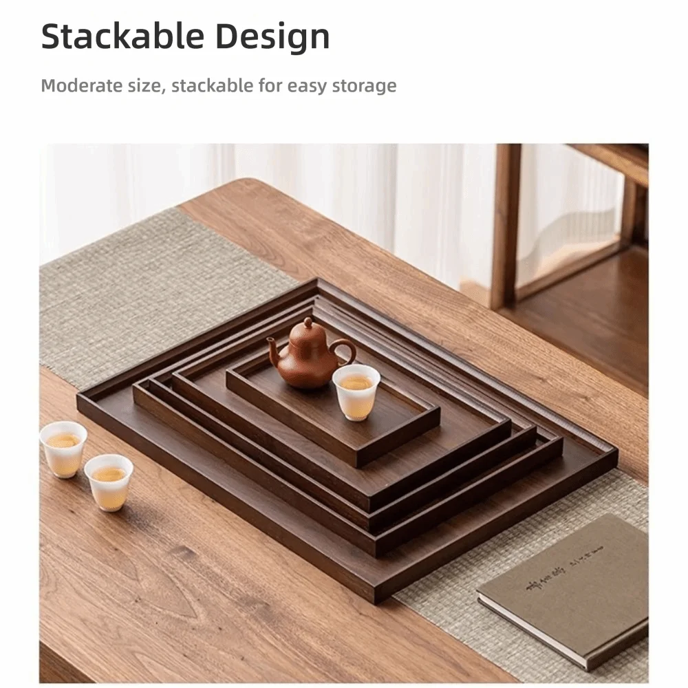 Decorate Tray Natural Bamboo Bamboo Wooden Tray Rectangular Retro Style Serving Tray Dessert Pallet Coffee Table