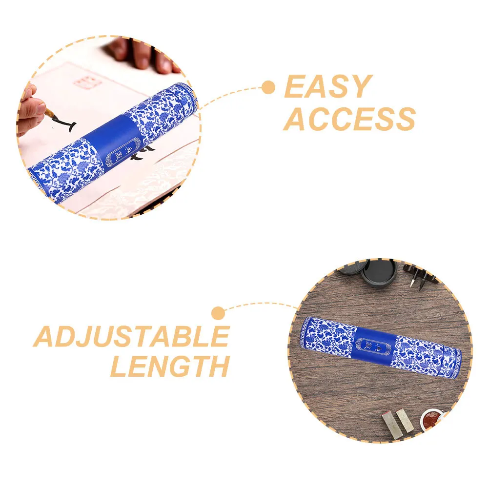 2 pcs Blue White Porcelain Artwork Storage Tube Adjustable Poster Holder For Paintings Calligraphy Mailing Case Drawing Paper