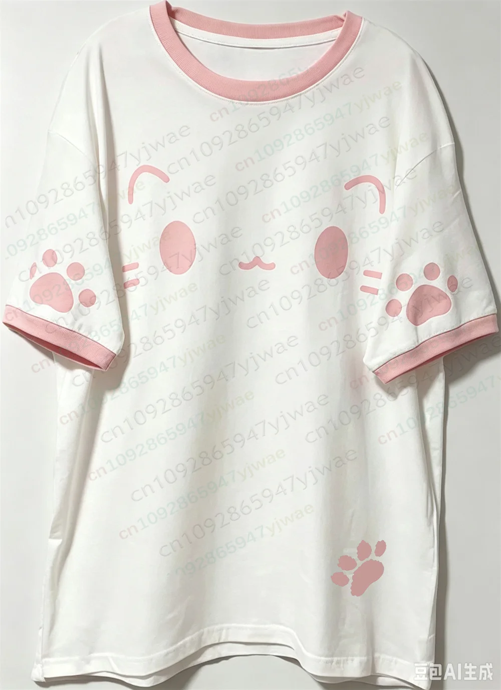 Japanische Kawaii Süße Katzenpfoten T-Shirts Damenmode Y2k Harajuku Niedlicher Cartoon-Druck Lose T-Shirts Tops Sommer Damen T-Shirt – Detail 7