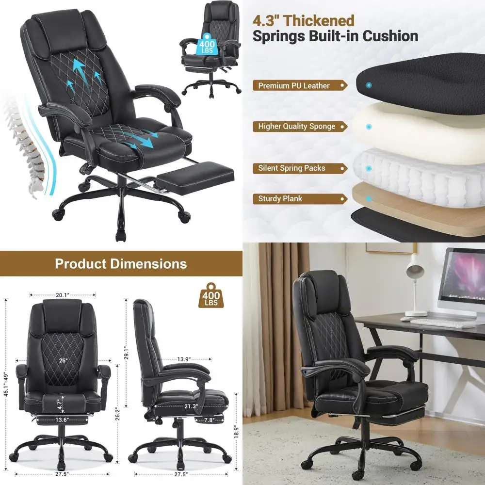 

эргономичное вращающееся офисное кресло с высокой спинкой, подставкой для ног и поясничной опорой для домашнего использования на столе