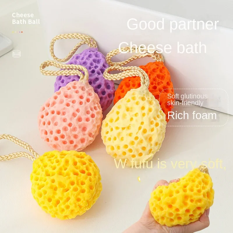 2pc Soft Mesh Bath Sponge Balls Nylon Cleaning Brush Shower Puff Body Cleaner Exfoliating Scrubbers Bath Ball Bathroom Supplies