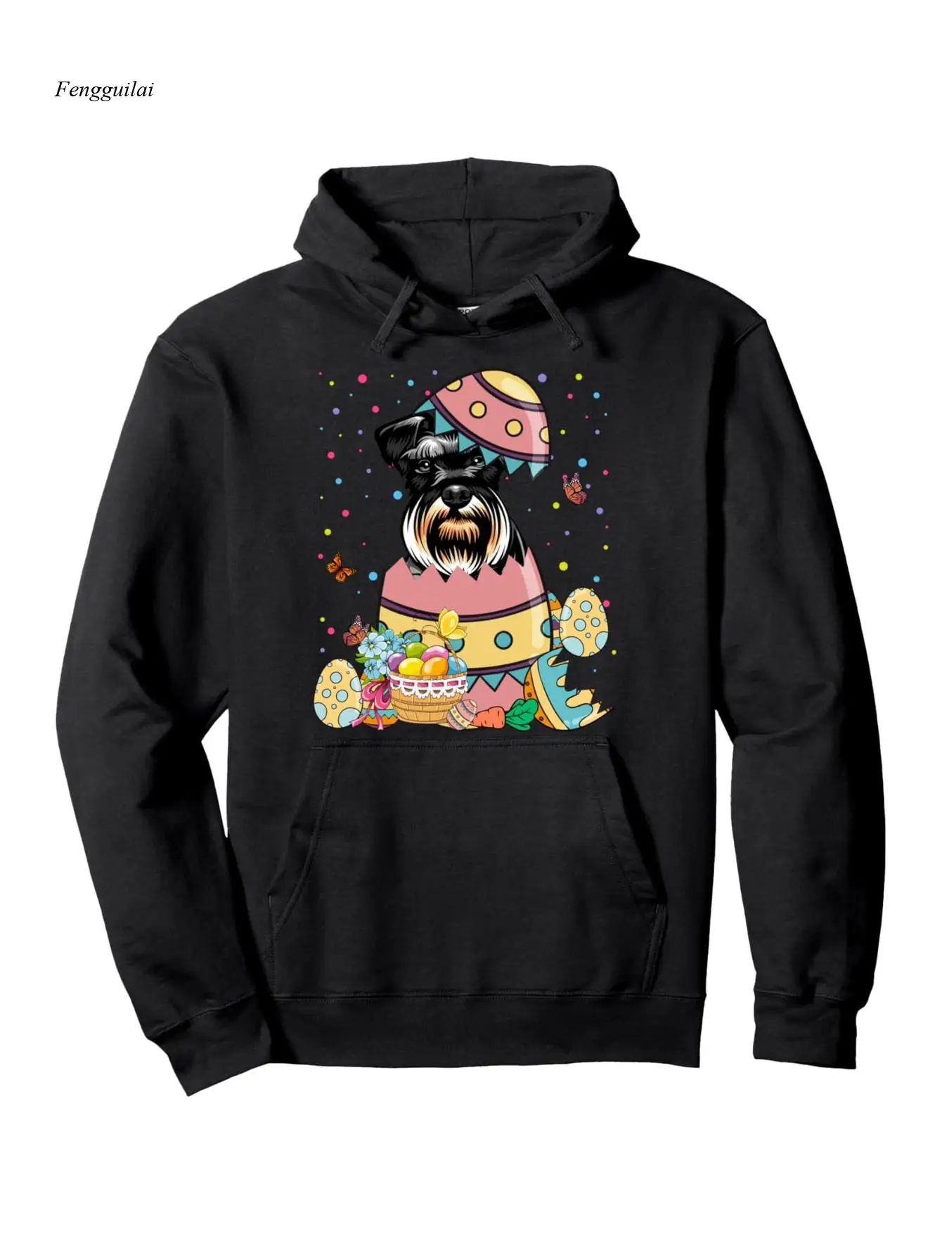 

Пасхальная толстовка с забавными ушками собаки шнауцера и кролика — пуловер с красочным цветочным принтом