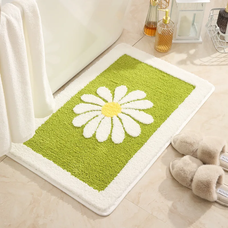 

Household Carpet Small Daisies Bathroom Absorbent Mat Fresh Bathroom Door Mat Foot Mat Toilet Non-slip Mat