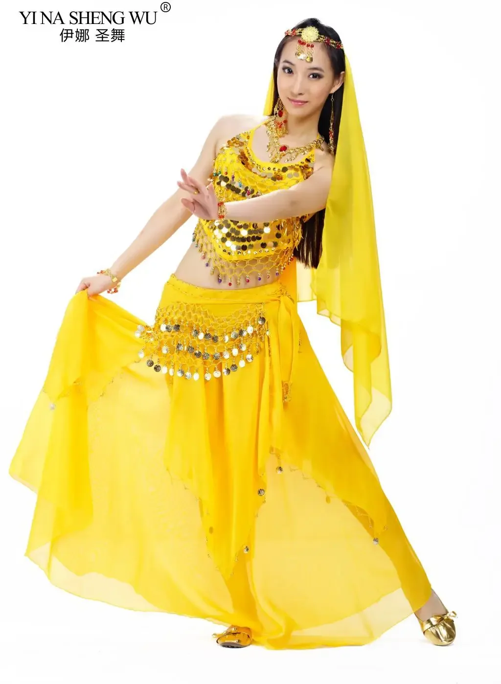 5Pcs Belly Dance Costumes For Women Oriental Dance Dress Bollywood Performance Clothing Set India Egypt Hip Scarf 2025