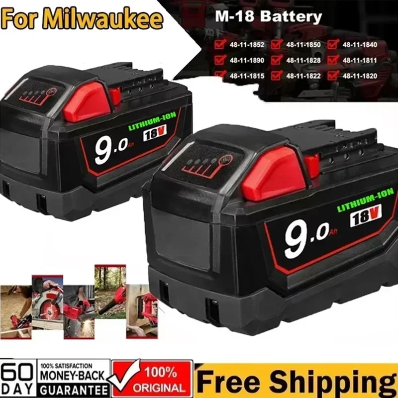 Per Milwaukee M18 Batteria 18V 12000mAh Batteria al litio di ricambio per Milwaukee M18 48-11-1815 48-11-1850 2604-22 Batteria