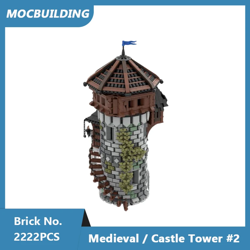 مكعبات بناء MOC برج قلعة العصور الوسطى # 2 منازل المدينة نموذج DIY تجميعها الطوب العمارة عرض هدايا عيد الميلاد 2222 قطعة