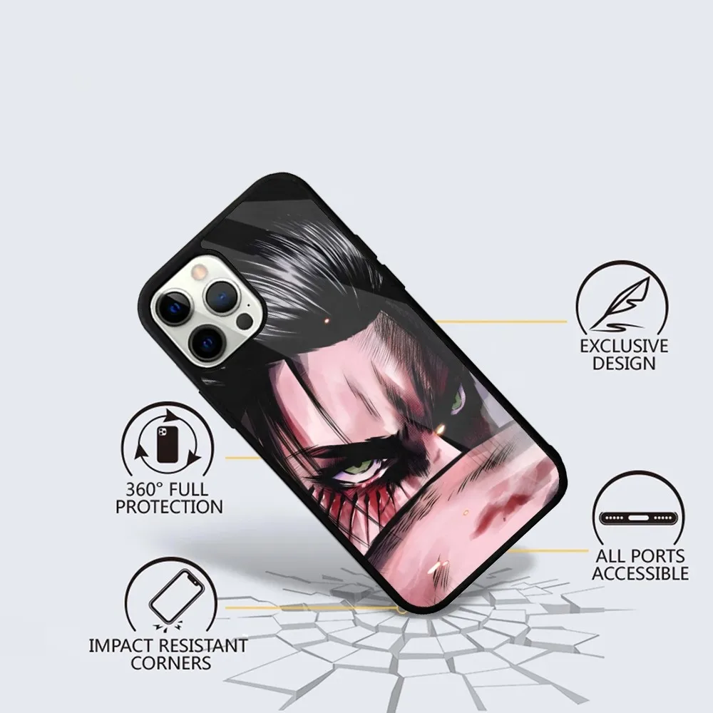 Anime Attack On Titan Eren Yeager Phone Case For iPhone 16,15,14,13,12,11,Plus,Pro,Max Mini Magsafe Magnetic Wireless Charging