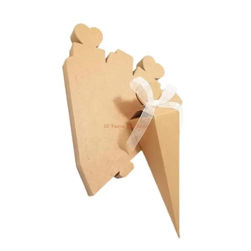 96GC 50X Hộp quà cưới Hộp đựng bánh quy xử lý hộp cho món quà tặng cho bữa tiệc Nguồn cung cấp trái tim Hình dạng hình kim tự