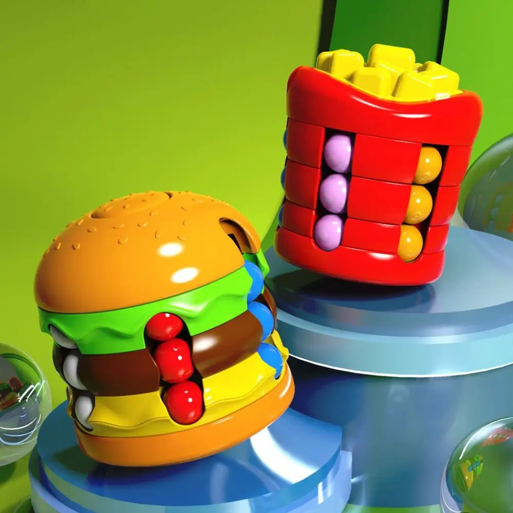 Burger Magic Bean Cube French Fries Rotation Magic Cube Toy Multiple Gameplay Handheld Bead Puzzles Game