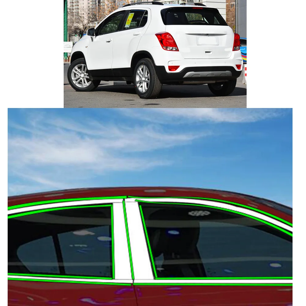 Car Sticker Garnish Pillar Window Middle Strip Trim Frame Hoods Parts For Chevrolet TRACKER TRAX 2014 2015 2016 2017 2018