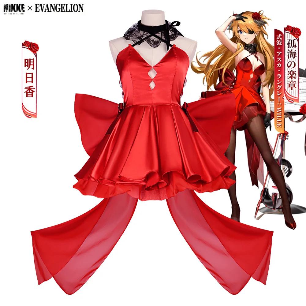 

Аниме EVA Asuka Ayanami Косплей Костюм Победа Богиня Сексуальное Вечернее Платье NIKKEE Косплей Карнавальный Вечерний Бал Красное Платье