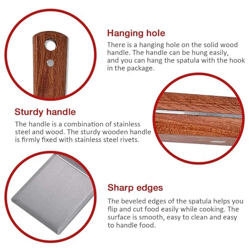 

Большая металлическая лопатка с прочной деревянной ручкой, сковороды и грили, лопаточка для блинов, лопаточка для флипперы Smash Burgers