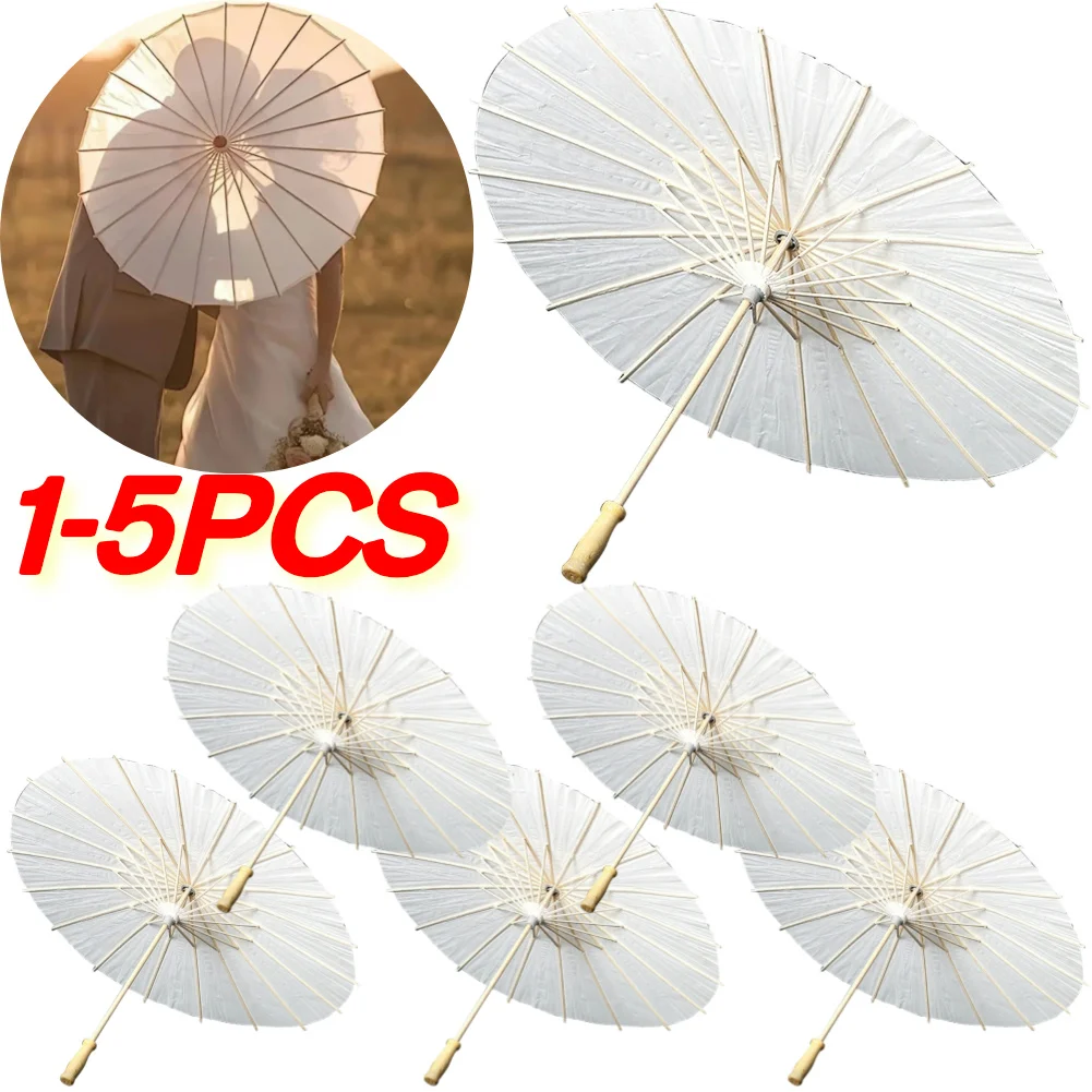 1-5PCS Oiled Paper Umbrella Photography Props DIY White Painting Umbrella Decorative Chinese Parasol for Party Beach Decor