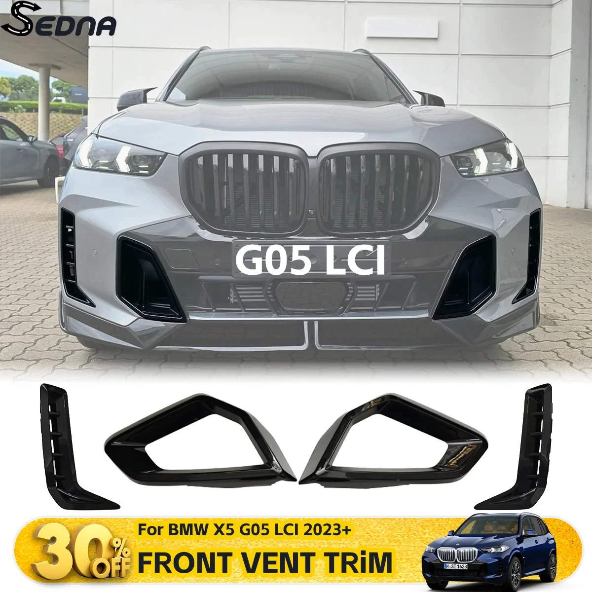 

Накладки на передние боковые воздуховоды для BMW G05 LCI 2023+ (решетка воздухозаборника, наклейка, аксессуары для тюнинга экстерьера, защита)