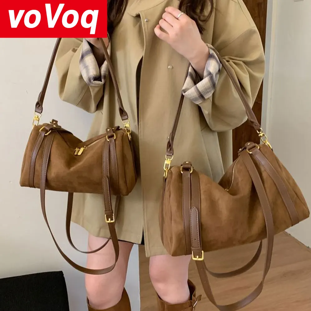 

Advanced Texture Brown Suede New Tote Bag Retro Handbag Slack Commuting Crossbody Bag for Women