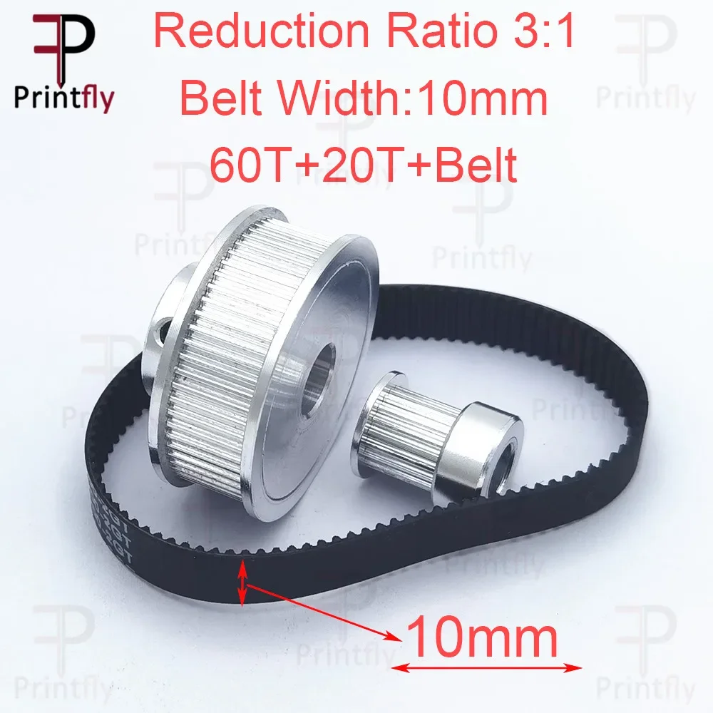 Polea de correa de distribución Printfly GT2 60 dientes 20 dientes 5mm/8mm reducción 3:1/1:3 ancho de correa 6mm 10mm para accesorios de impresora 3D