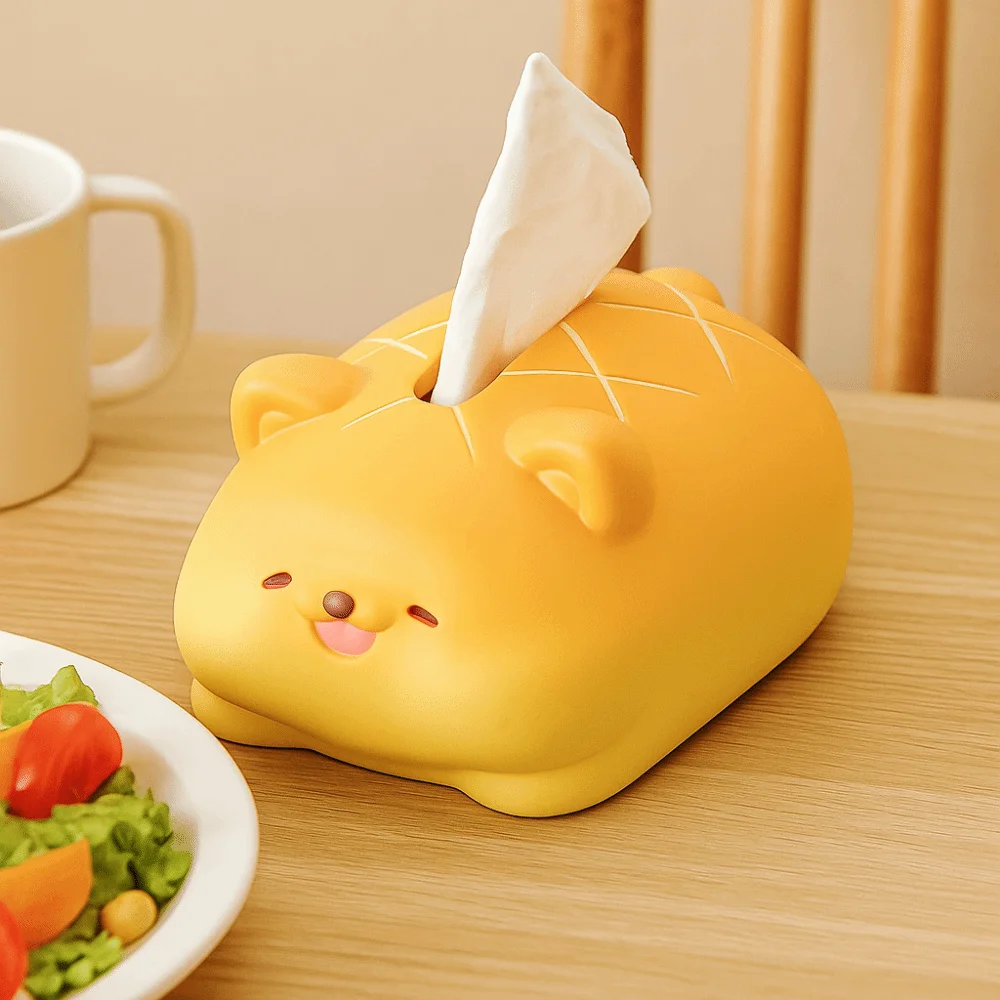 Boîte à mouchoirs créative Anti-chute pour chien, chignon d'ananas, boîte en papier décorative à collectionner, modèle de chien de dessin animé en résine, décoration de la maison