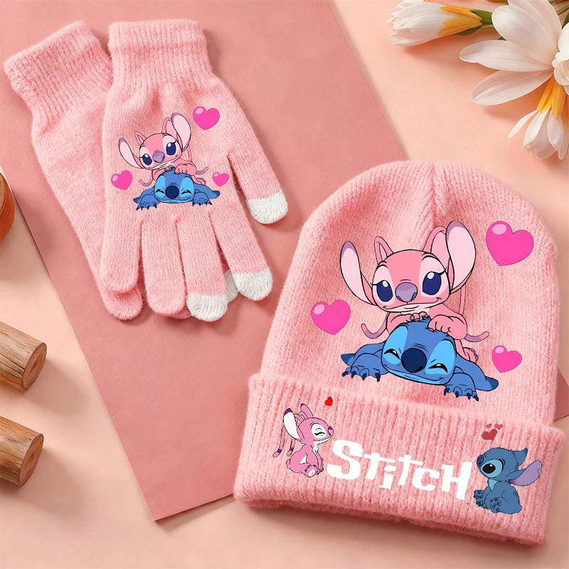 2 قطعة غرزة ديزني الأطفال محبوك قبعة قفازات Kawaii الكرتون المطبوعة قبعة الفتيات الشتاء في الهواء الطلق الدافئة اكسسوارات هدايا عيد الميلاد #5