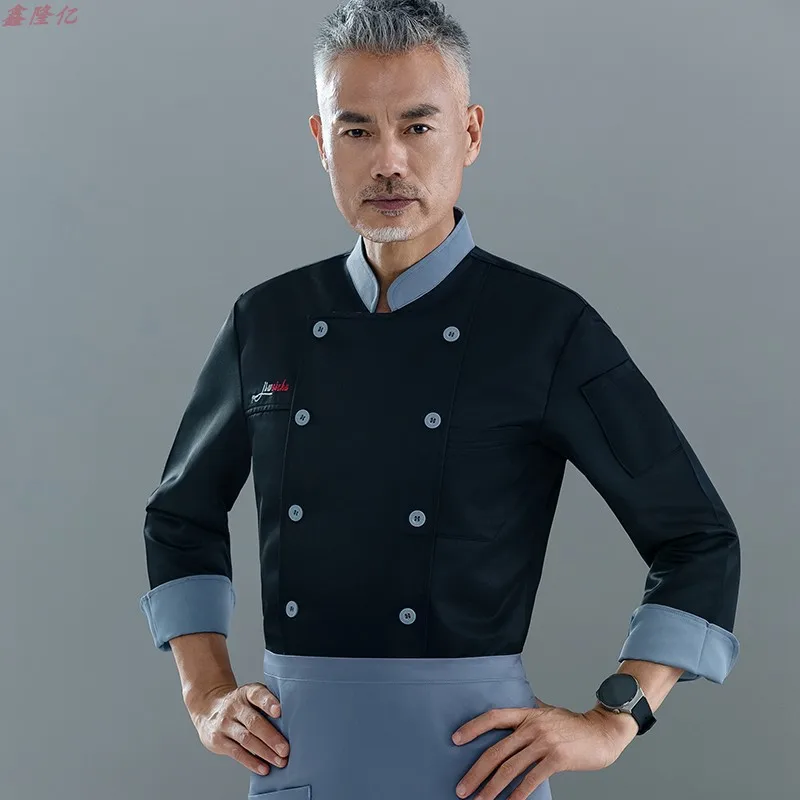 زي عمل مطبخ المطاعم بأكمام طويلة، زي غربي للمطاعم، كعكة النادل، زي الشيف الأبيض للخريف