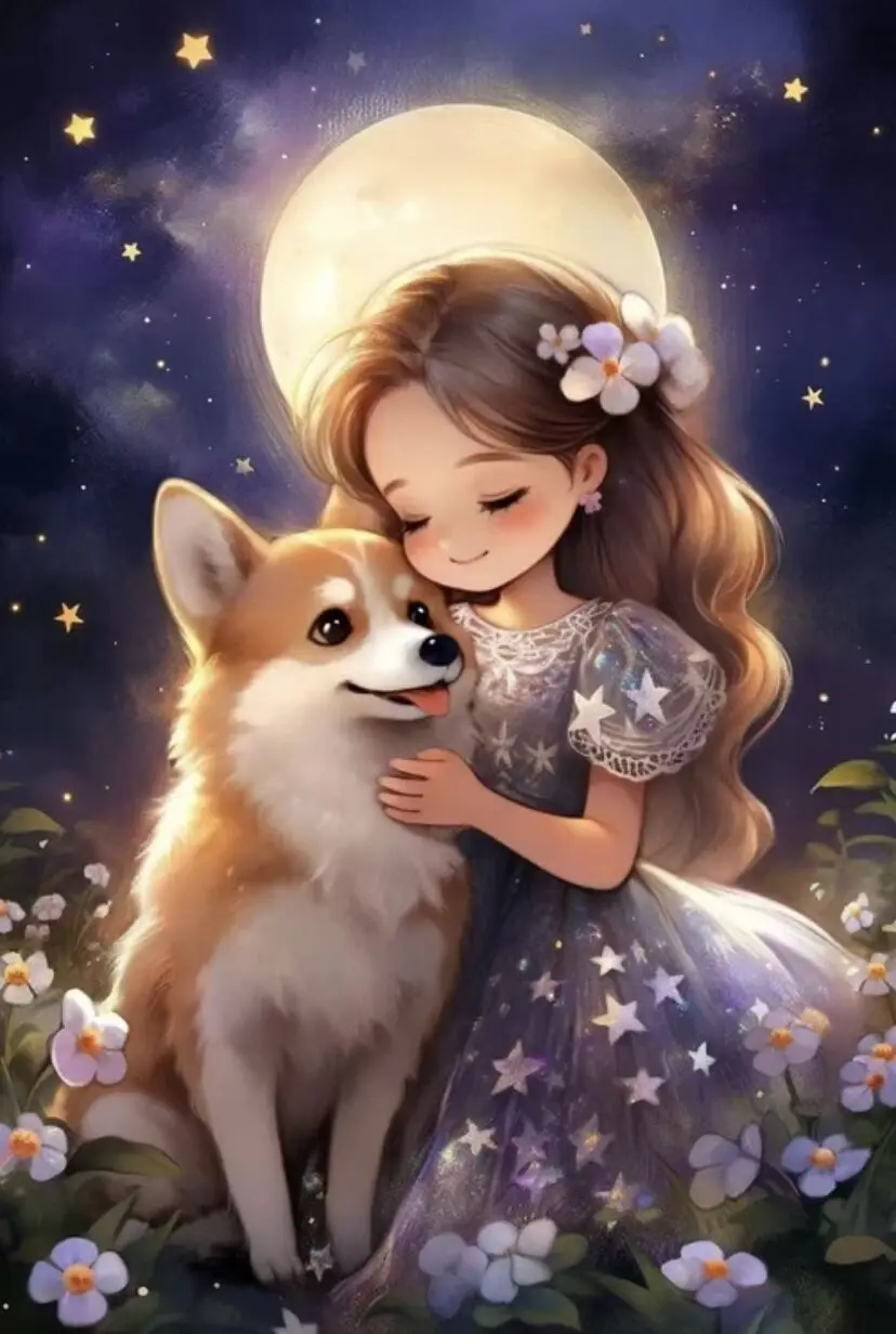 

9ct 60x85cm Cute Girl and Dog Embroidery DIY Chinese Style Printed Kits Cross Stitch Needlework Set Home Decor Crafts New