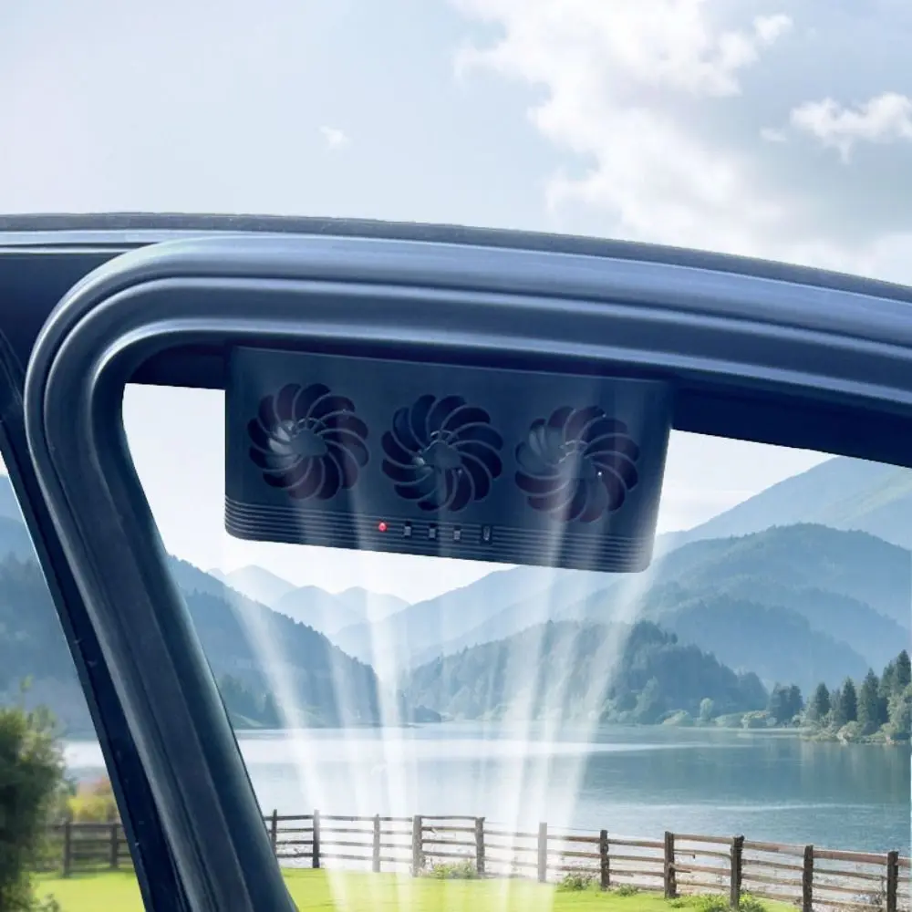High-quality 3 Head Solar Car Cooling Fan Air Vent Energy-saving Car Exhaust Fan Radiator Purifiers Car Window Fan Truck