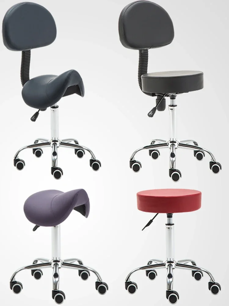 Massage Lifting Circular Stool Large Worker Stool Barber Chair Backrest Chair Technician Stool Manicure Rotation Salon Chair