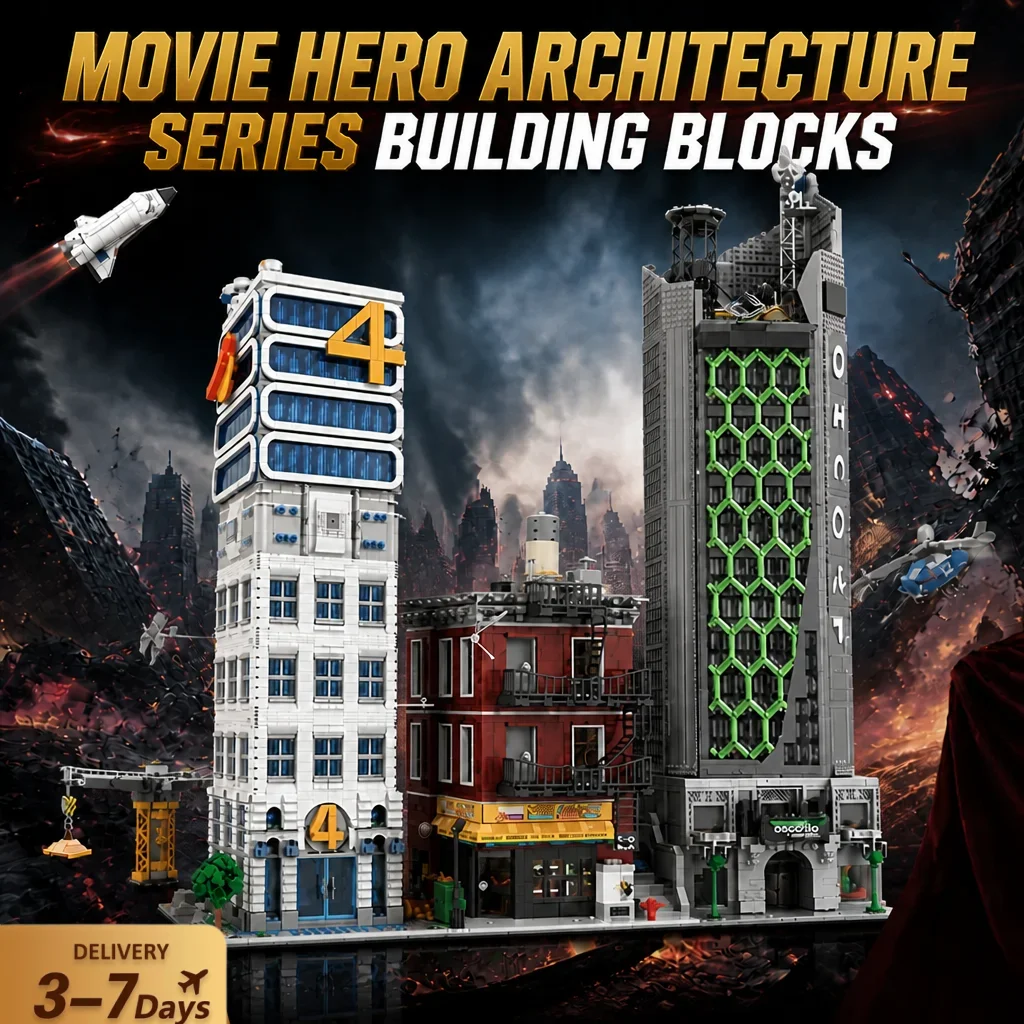 Ensemble de blocs de construction de la série Architecture Héroïque du Cinéma, modèle d'architecture cinématographique à assembler, briques de collection, ornement de maison, jouets créatifs, cadeaux
