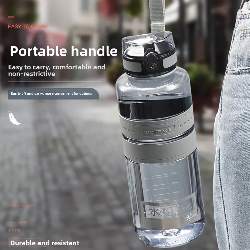 Uzspace Large Capaci Sports Water Bottle Portable Fitn Plastic Cup for Men Summer Student Outdoor 2000ML Drinking Bottle - view 3
