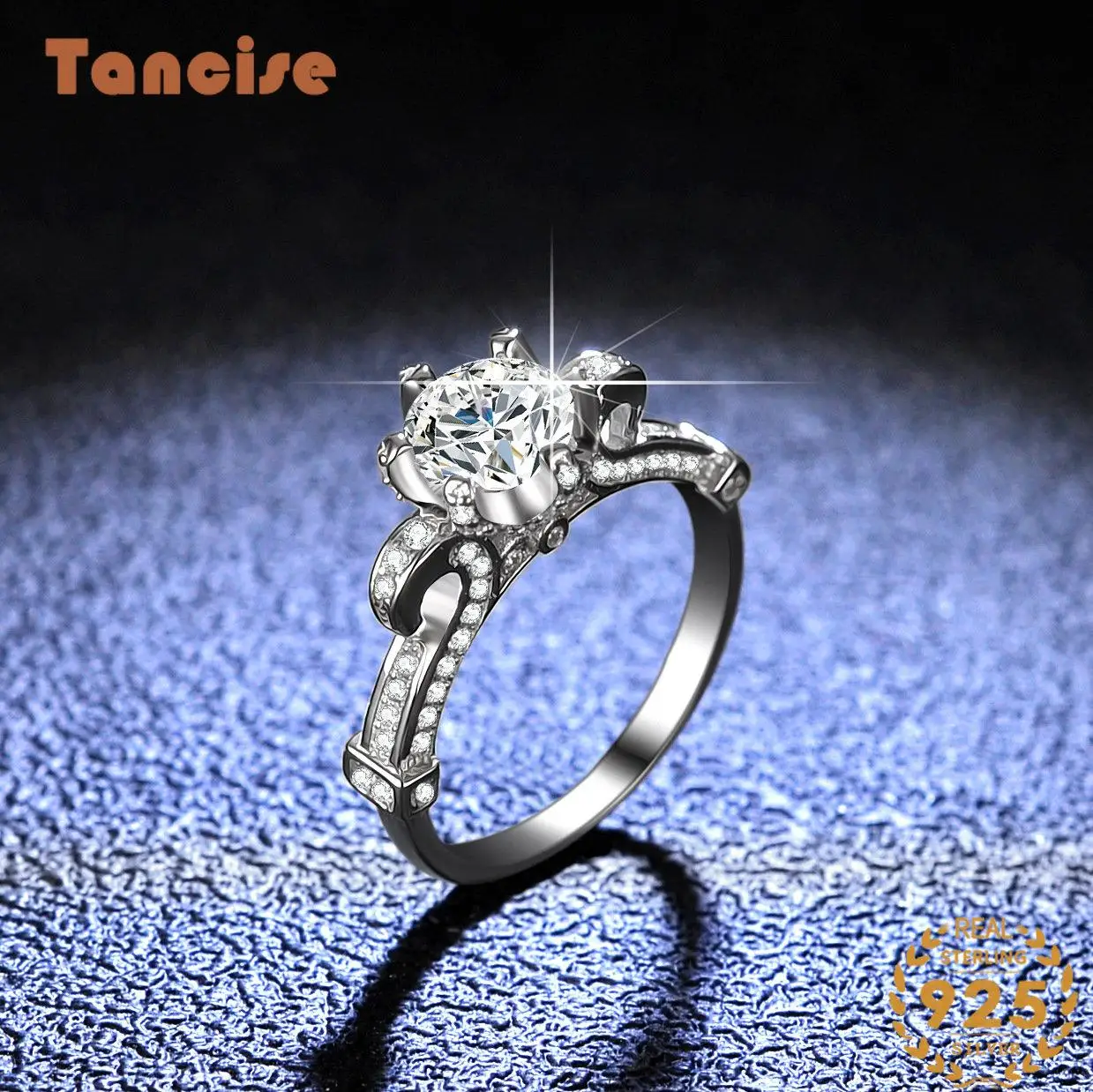 

Tancise Classic 925 Sterling 1 Carat Moissanite Ring for Women Ladies Jewelry Wedding Promise Party Gift