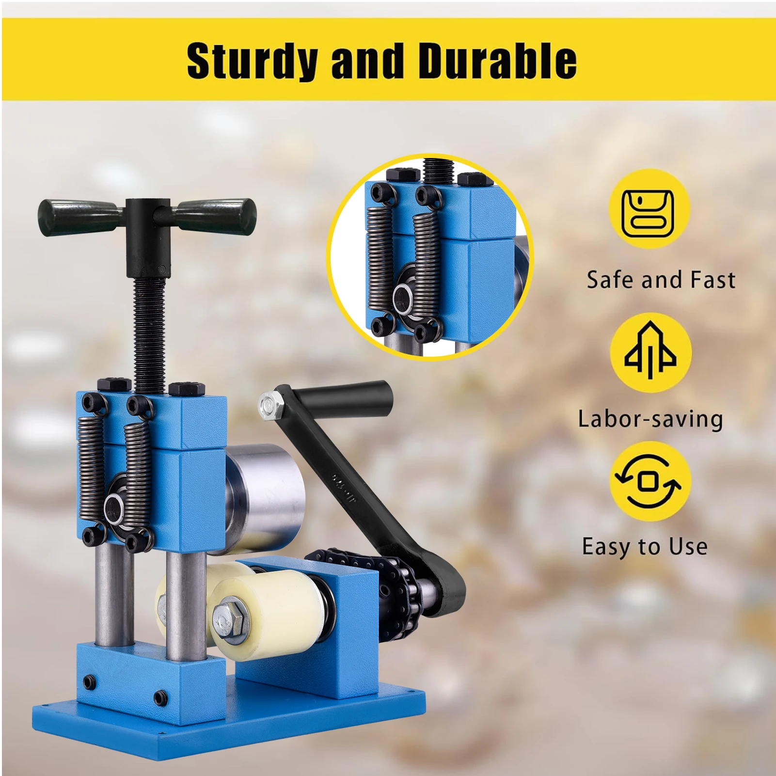 Hand Crank Ring Bender Multifunctional Jewelry Press Rolling Mill Tool for Bending Gold Silver Copper Metal Making Earring Brace