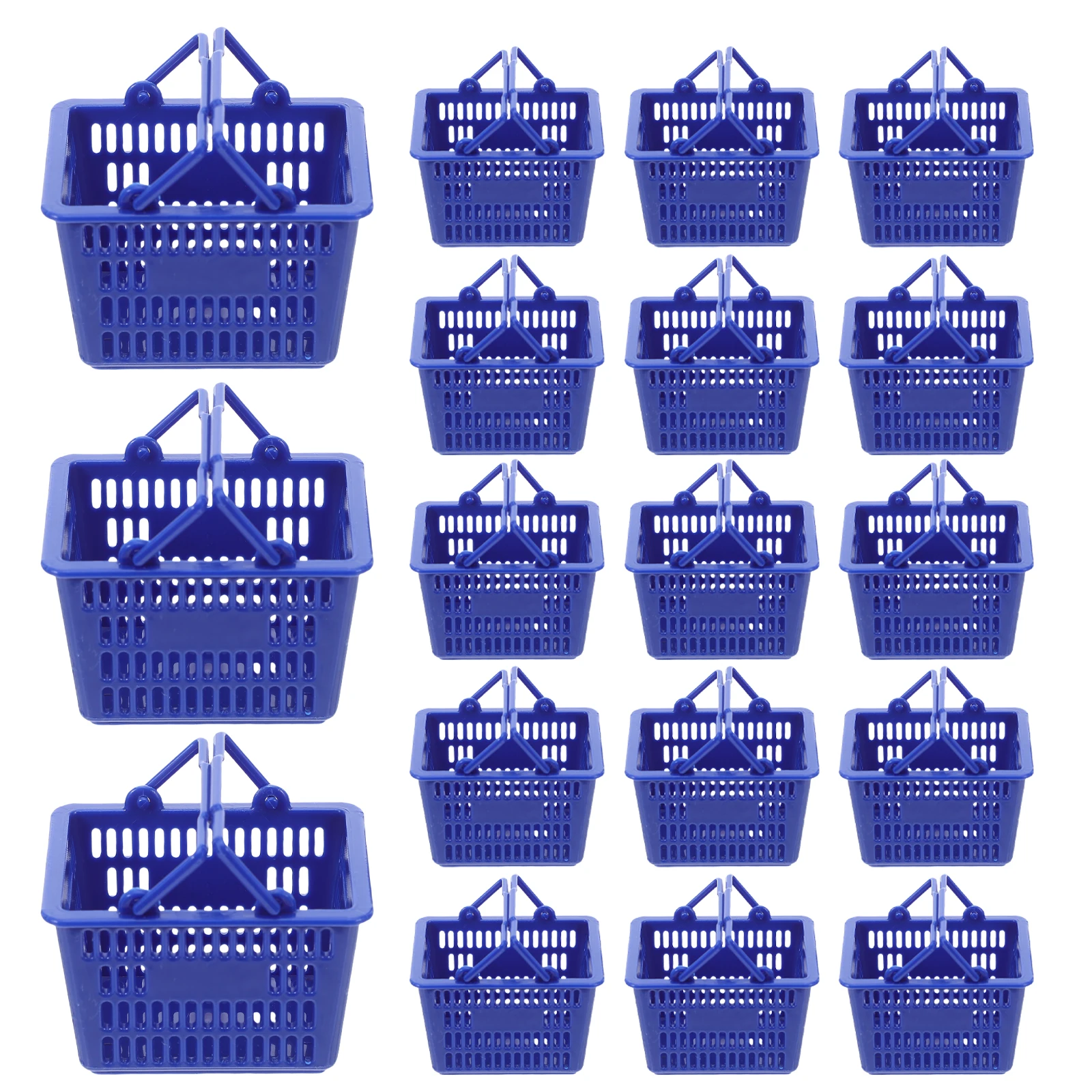 20Pcs Mini Shopping Basket Plastic Handled Realistic Grocery Bin for Kids Pretend Play Kitchen Accessories Pretend Shopping Cart