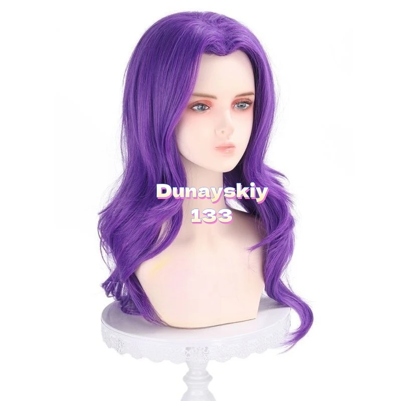 60cm 루미 코스프레 가발 혼합 보라색 내열성 합성 머리 어린이 여성 악마 헌터 할로윈 쇼 파티에 이상적