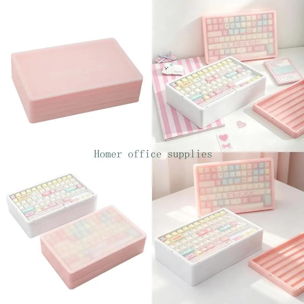 K43B Mechanical Keycap Storage Case with Matte Lid and ABS Storage Box for Keyboard Accessory Sorting on Desk Display