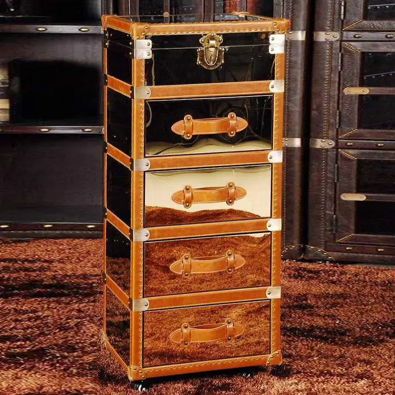 

Mirror stainless steel bucket cabinet three buckets four buckets gold jewelry cabinet antique style