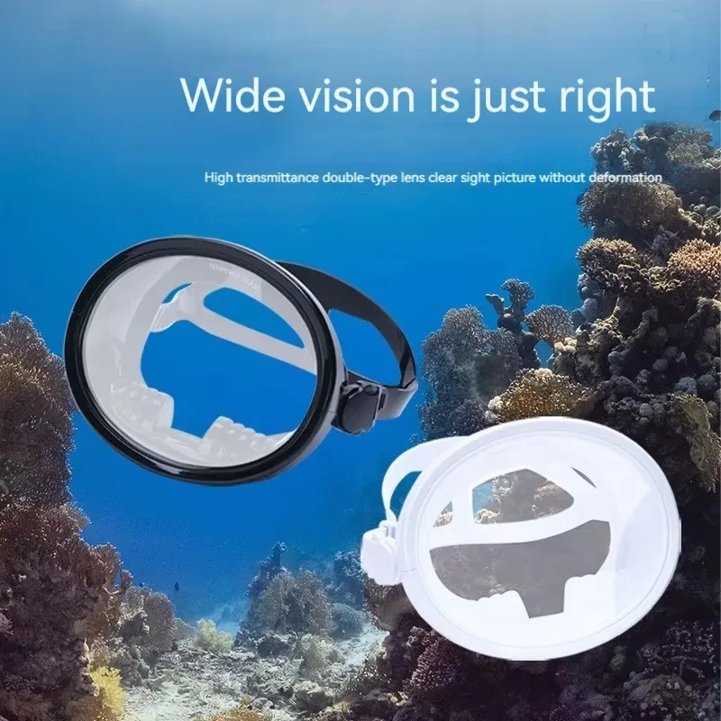 Ovale Tauchmaske, Speerfischmaske, klassischer Retro-Stil, Panorama-Weitsicht-Tauchbrille, gehärtete Glaslinse für Erwachsene