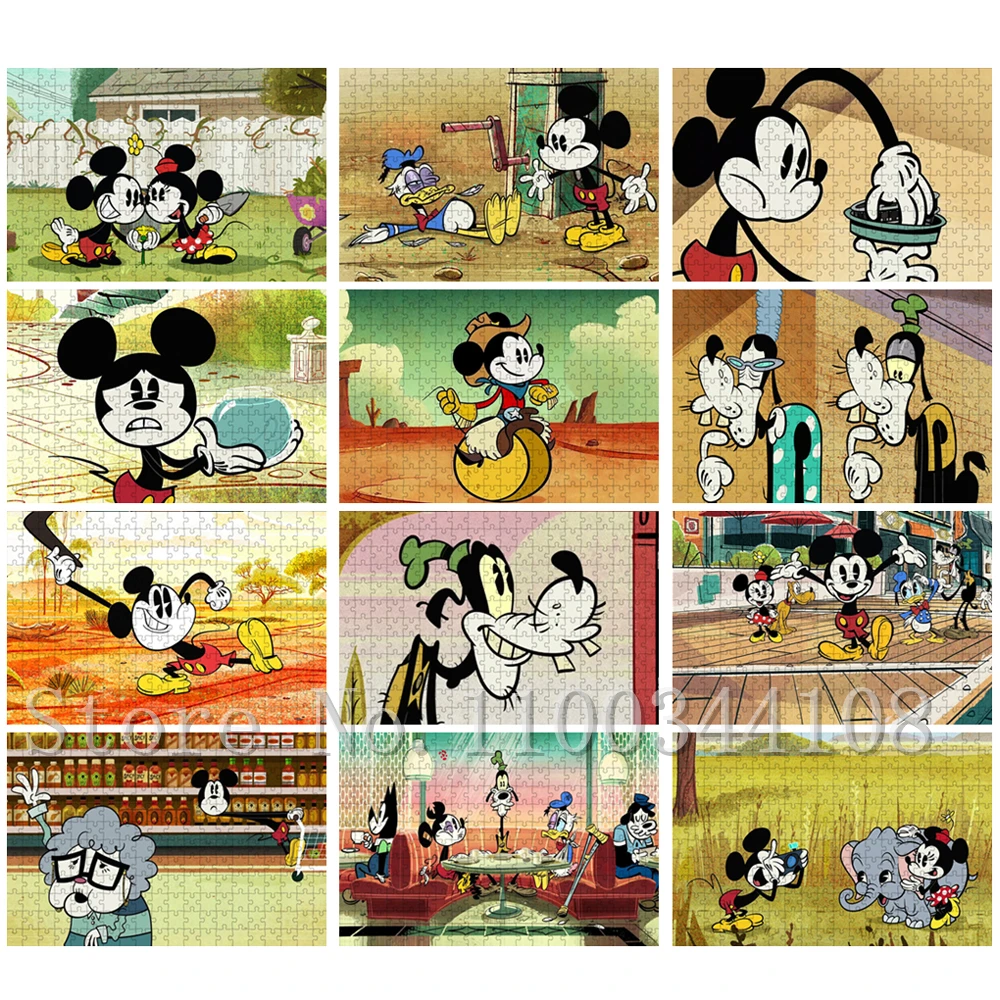 

300/500/1000 Pcs Dianey Mickey Minnie Mouse Jigsaw Puzzles Parent-Child Interactive Assemble Game Toys Kids Education Baubles