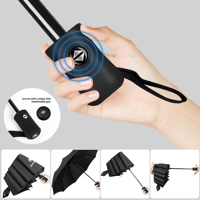 Car Emblem Fully Automatic Folding Umbrella Sunscreen Parasol For Skoda Octavia Mk3 Fabia Yeti Kamiq Kodiaq Karoq Rapid Superb - view 5