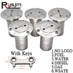 1PCS 38mm Mirror Polish Stainless Steel 316 Boat Marine Deck Fill Filler GAS DIESEL FUEL WASTE WATER / NO LOGO Yacht Hardware