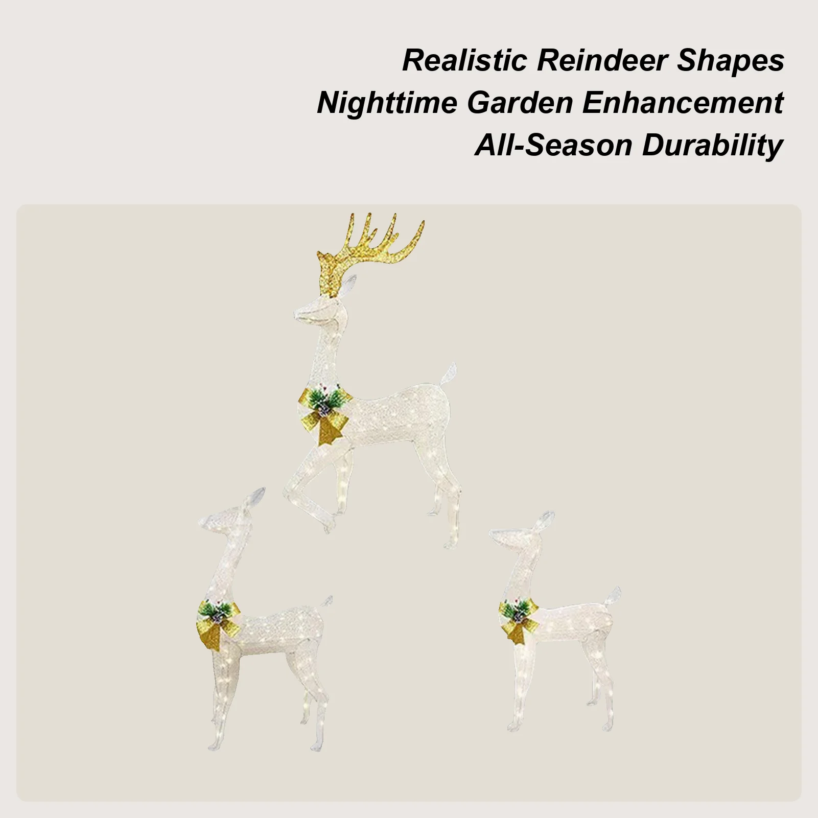 

Christmas Decoration Stakes 3 Pieces Weatherproof LED Insertion Light Up Reindeer Outdoor Christmas Decor For Family Home