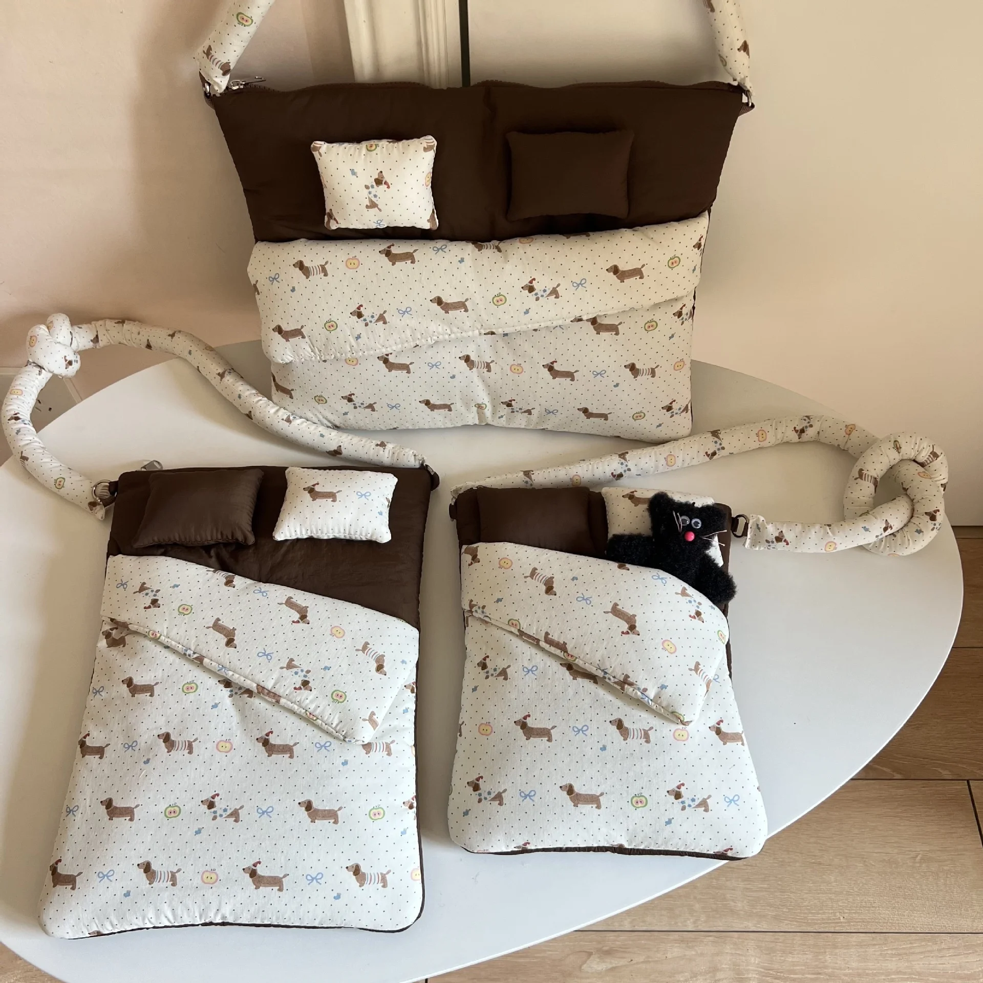 Korean Style Computer Bag Handmade Fabric Small Bed Bag iPad Tablet Storage Bag Harajuku Multi-Functional Decoration Accessories