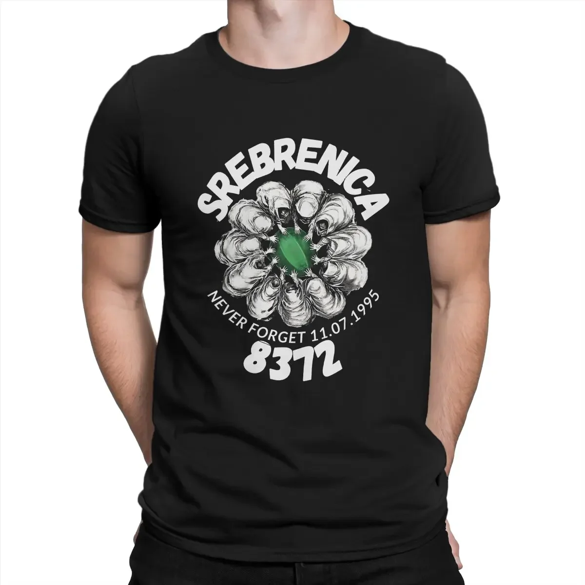 

Men's Never Forget Srebrenica8372 T Shirts Cities of Herzegovina Cotton Clothing Vintage Short Sleeve Crewneck Tee Shirt