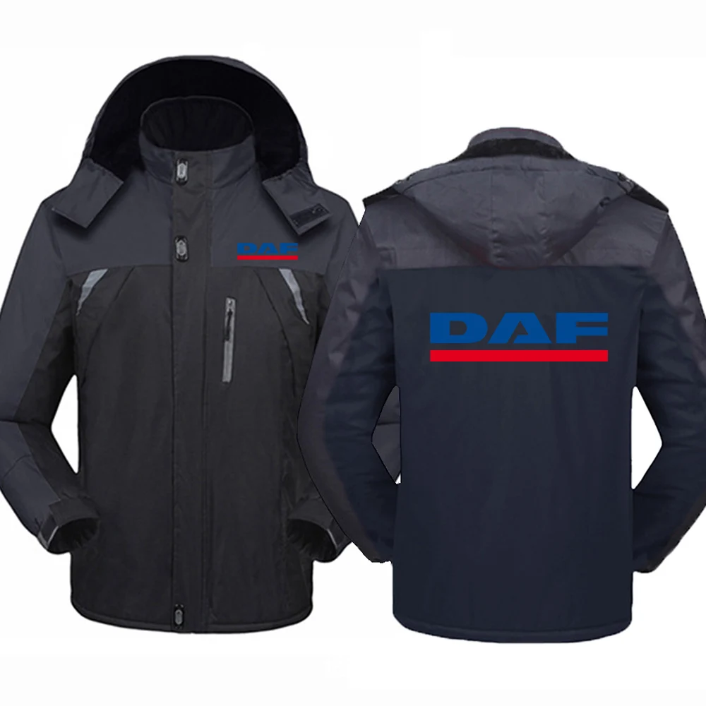 DAF Truck Logo 2024 Men New Winter Printed Thicken Windbreaker Print Coats Waterproof Warmer Outdoor Comfortable Clothing