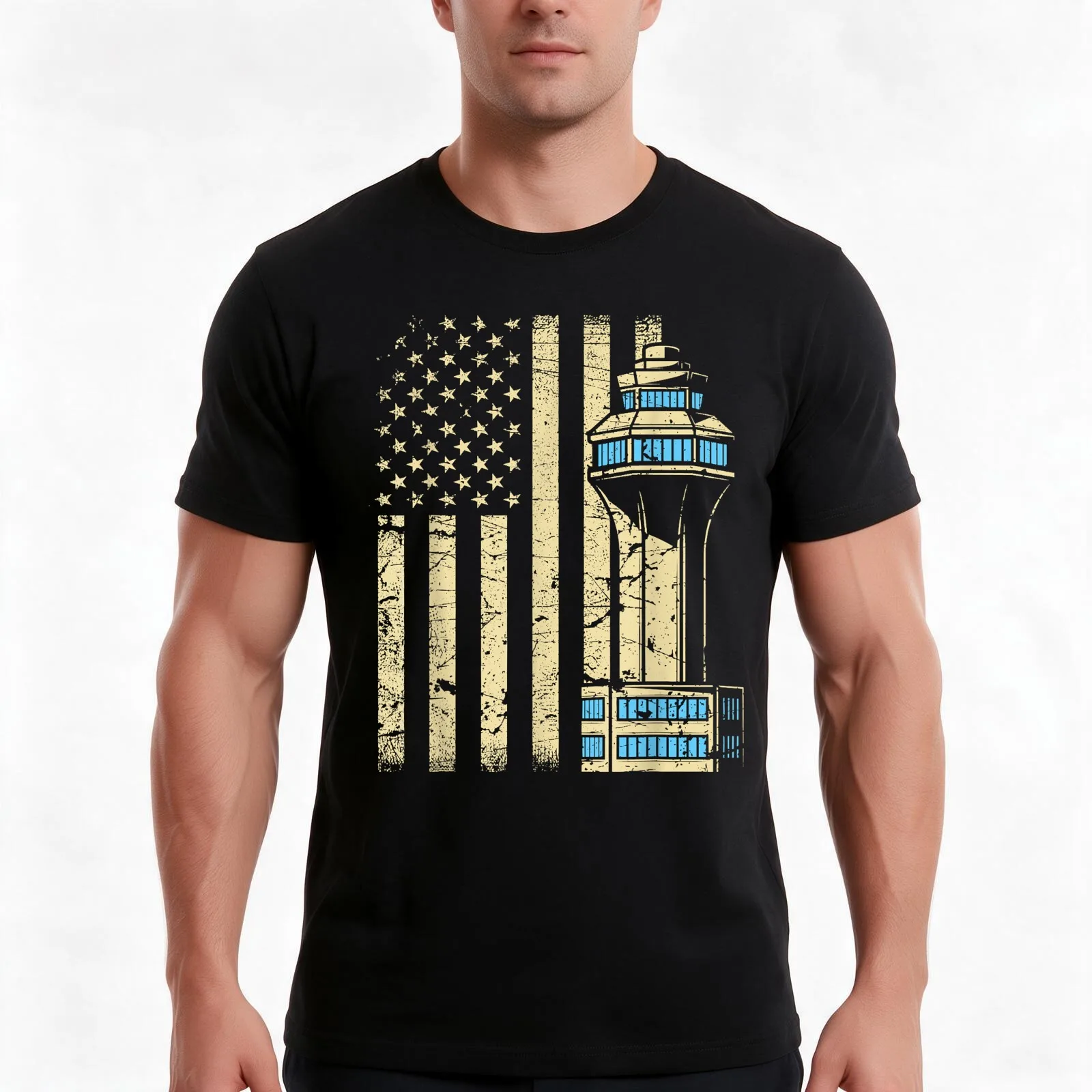 Air Traffic Controller Tower - Aircraft Airspace ATC T-Shirt, Summer Casual Cotton Tee, Oversized Streetwear Tops, 100% Cotton