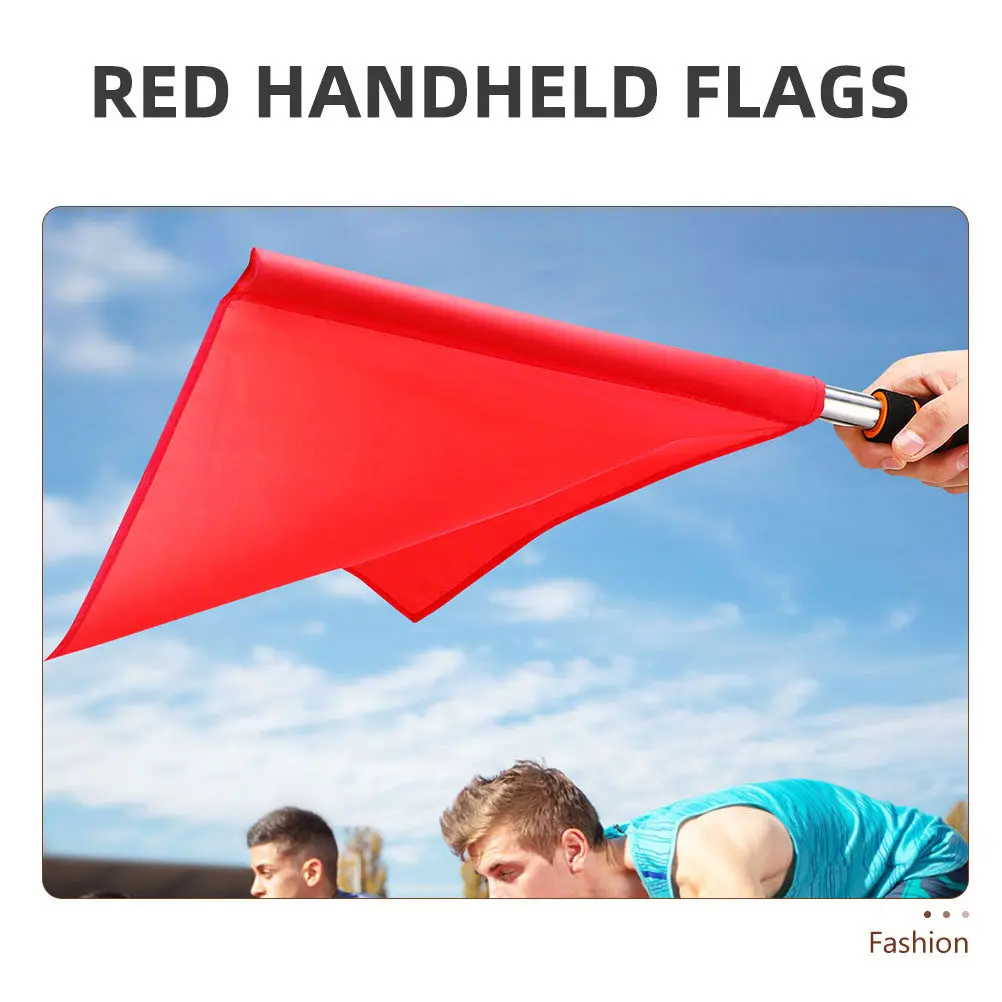 8Pcs Red Handheld Warning Flags for Track and Field Soccer Football Volleyball Match Referee Linesman Traffic Direction Railroad